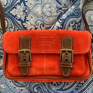Suede coach crossbody